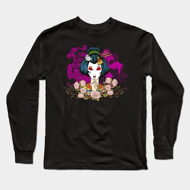 Geisha traditional Japanese arts Long Sleeve T-Shirt by Foxxy Merch